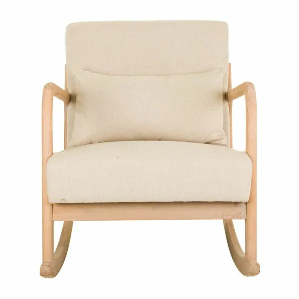 Šūpuļkrēsls Alexandra House Living Krēmkrāsa Gumija Kokvilna Lins Koks 88 x 78 x 66 cm