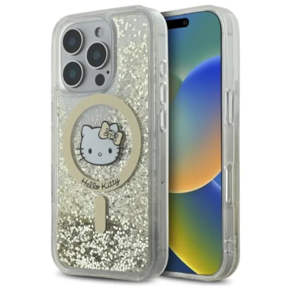 Hello Kitty Liquid Glitter Fever MagSafe - Case for iPhone 16 Pro (white/gold)