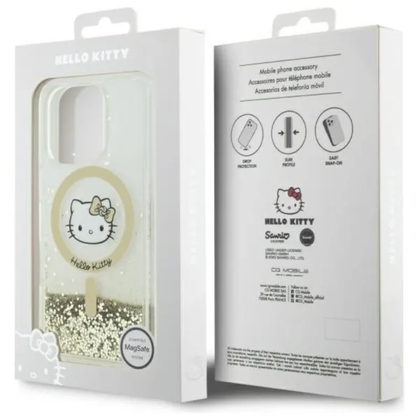Hello Kitty Liquid Glitter Fever MagSafe - Case for iPhone 16 Pro (white/gold)