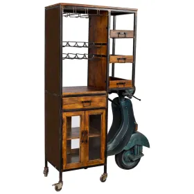 Plaukti Alexandra House Living Metāls Mango koks 67 x 194 x 140 cm pudeļu statīvs Motocikls