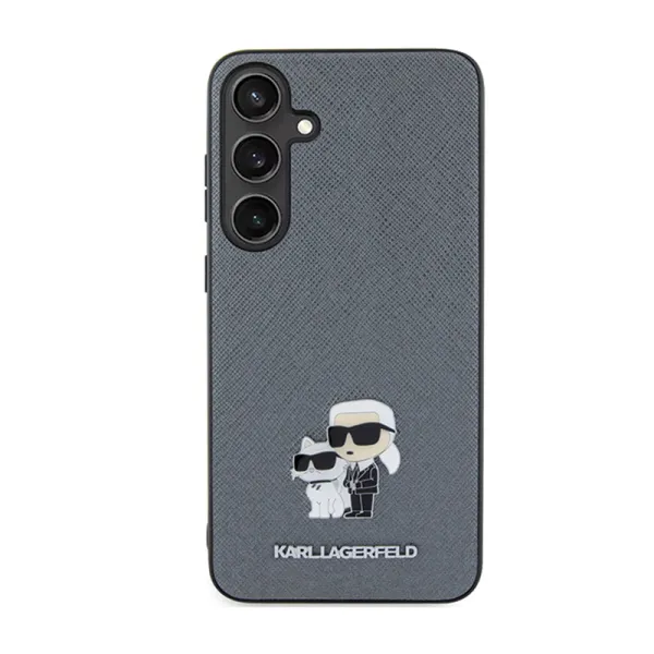 Karl Lagerfeld Saffiano Karl & Choupette Metal Pin - Samsung Galaxy S24+ Case (grey)