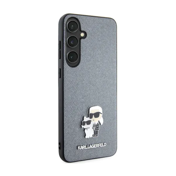 Karl Lagerfeld Saffiano Karl & Choupette Metal Pin - Samsung Galaxy S24+ Case (grey)