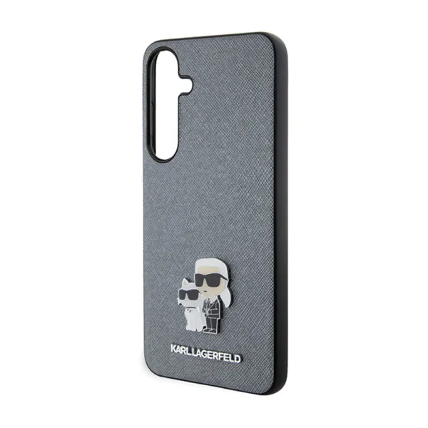 Karl Lagerfeld Saffiano Karl & Choupette Metal Pin - Samsung Galaxy S24+ Case (grey)
