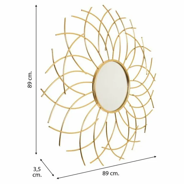 Настенное зеркало Alexandra House Living Позолоченный 3 x 89 x 89 cm круги