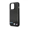 BMW Leather Carbon Blue Line - Case for iPhone 13 Pro Max (Black)