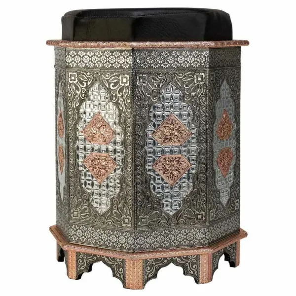 Taburetė Alexandra House Living Mėlyna Aliuminis Medžio MDF 11 x 42 x 38 cm