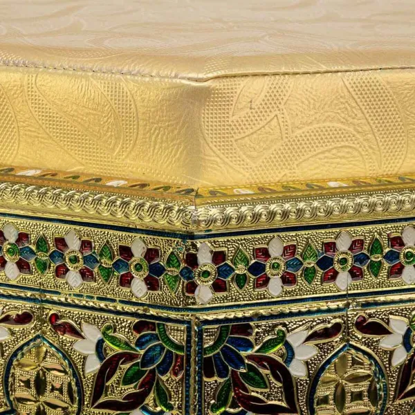 Stool Alexandra House Living Yellow Aluminium MDF Wood 11 x 42 x 38 cm