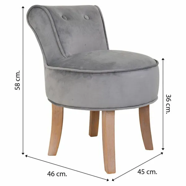 Taburete Alexandra House Living Pelēks Samts Gumija 46 x 58 x 45 cm