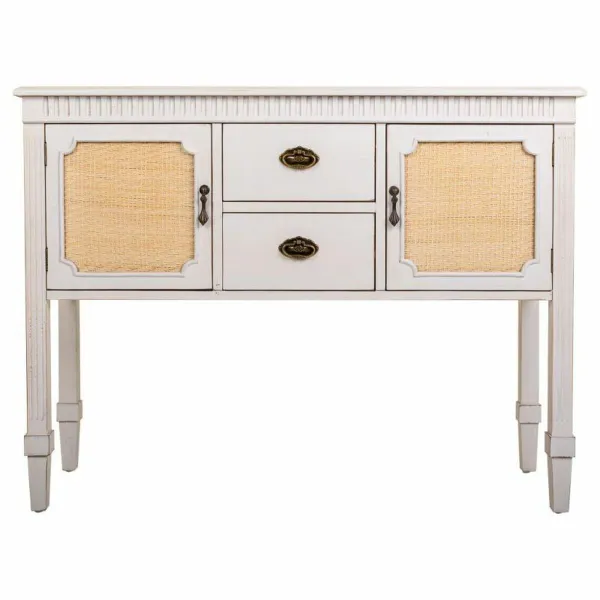 Indauja Alexandra House Living Balta Rotangas Eglės mediena 36 x 82 x 108 cm