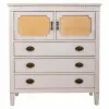 Chest of drawers Alexandra House Living White Rattan Fir wood MDF Wood 36 x 90 x 82 cm