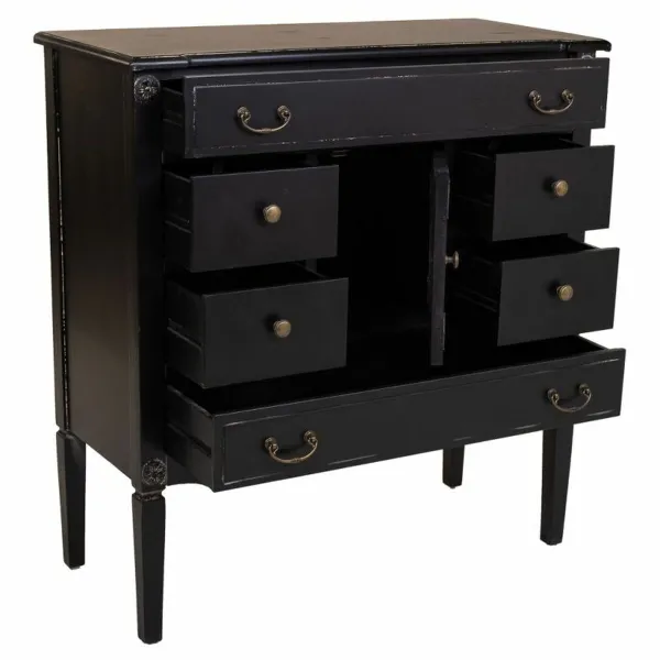 Kumode Alexandra House Living Melns Rotangpalma Egles koksne Koks MDF 38 x 90 x 85 cm