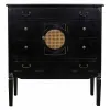 Komoda Alexandra House Living Juoda Rotangas Eglės mediena Medžio MDF 38 x 90 x 85 cm
