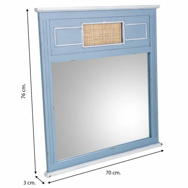 Sieninis veidrodis Alexandra House Living Mėlyna 3 x 76 x 70 cm Stačiakampis