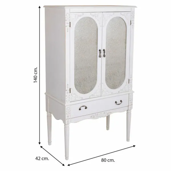 Skapītis Alexandra House Living Balts Stikls Egles koksne Koks MDF 12 x 140 x 80 cm
