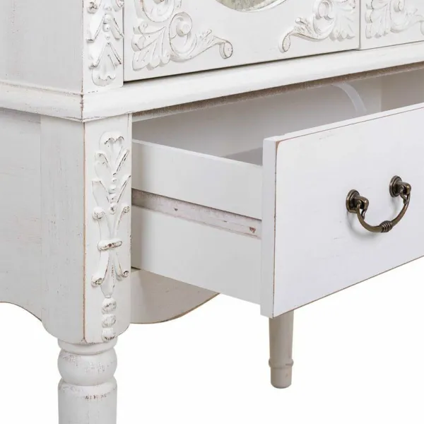 Skapītis Alexandra House Living Balts Stikls Egles koksne Koks MDF 12 x 140 x 80 cm