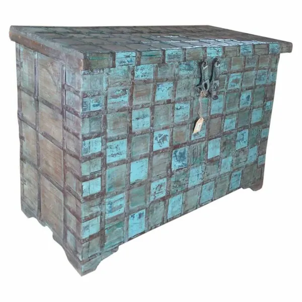 Dėžė Alexandra House Living Mėlyna Geležis Akacija Mango mediena 46 x 86 x 130 cm
