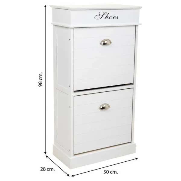 Тумба для обуви Alexandra House Living Белый 28 x 98 x 50 cm 2 ящика