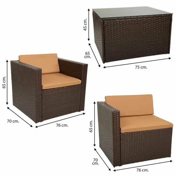 Garden furniture Alexandra House Living Brown 65 x 45 x 75 cm 4 Pieces