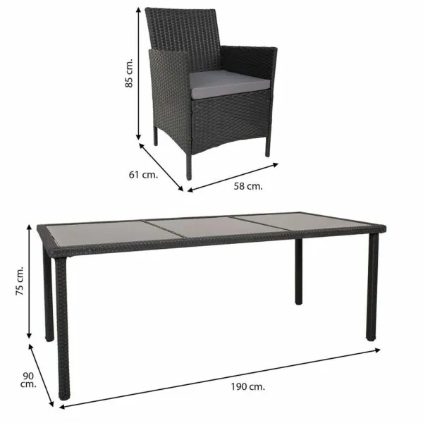 Garden furniture Alexandra House Living Black 61 x 85 x 58 cm 9 Pieces