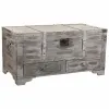 Chest Alexandra House Living Grey PVC Wood Metal 45 x 45 x 90 cm Estilo vintage
