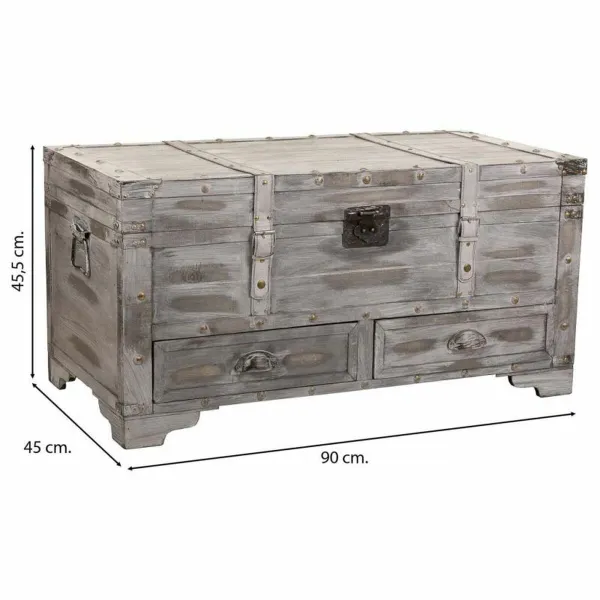Arkku Alexandra House Living Harmaa PVC Puu Metalli 45 x 45 x 90 cm Estilo vintage
