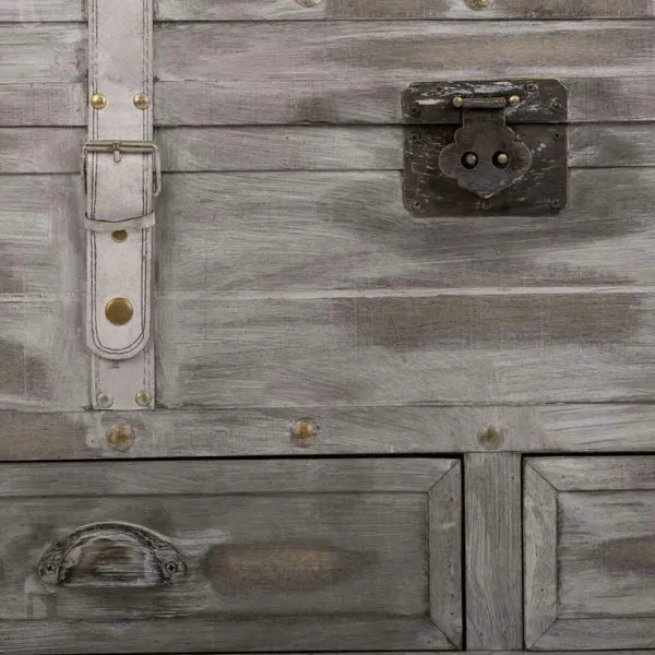 Chest Alexandra House Living Grey PVC Wood Metal 45 x 45 x 90 cm Estilo vintage