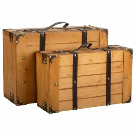 Decorative suitcase Alexandra House Living Brown PVC Wood Metal Vintage 31 x 17 x 45 cm 40 x 24 x 13,5 cm Ornamental 2 Pieces