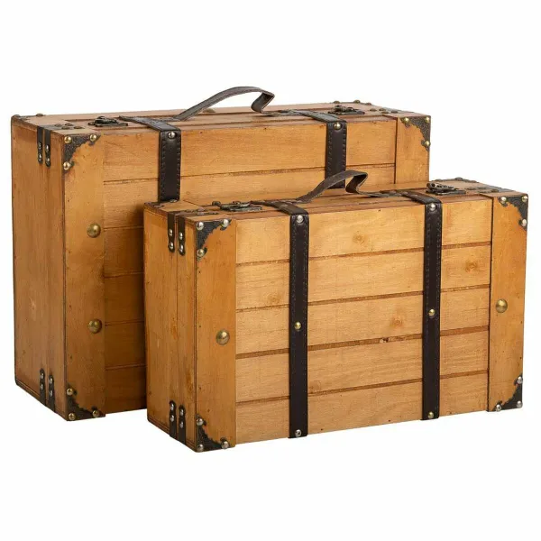Dekoratīvs čemodāns Alexandra House Living Brūns PVC Koks Metāls Vintage 31 x 17 x 45 cm 40 x 24 x 13,5 cm Dekoratīvie 2 Daudzum