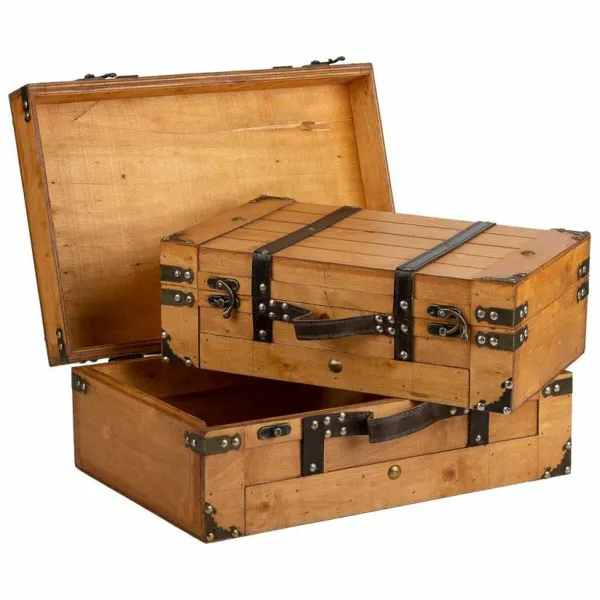 Dekoratīvs čemodāns Alexandra House Living Brūns PVC Koks Metāls Vintage 31 x 17 x 45 cm 40 x 24 x 13,5 cm Dekoratīvie 2 Daudzum