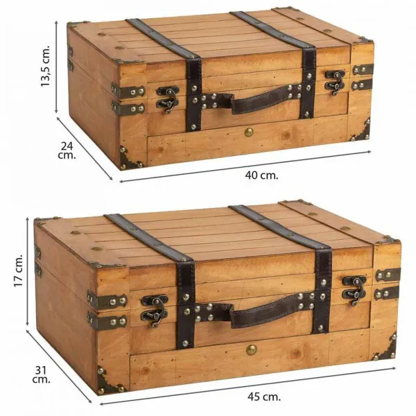 Koristeellinen matkalaukku Alexandra House Living Ruskea PVC Puu Metalli Vintage 31 x 17 x 45 cm 40 x 24 x 13,5 cm Koristeelline
