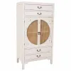 Spintelė Alexandra House Living Balta Rotangas Eglės mediena Medžio MDF 40 x 135 x 70 cm
