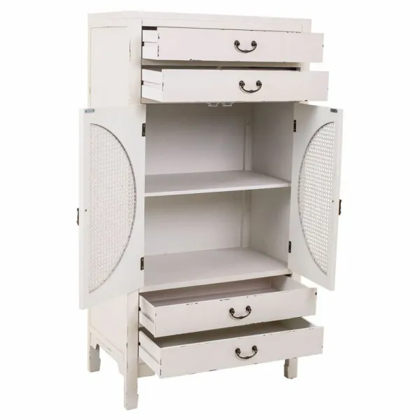 Spintelė Alexandra House Living Balta Rotangas Eglės mediena Medžio MDF 40 x 135 x 70 cm