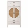 Spintelė Alexandra House Living Balta Rotangas Eglės mediena Medžio MDF 40 x 135 x 70 cm