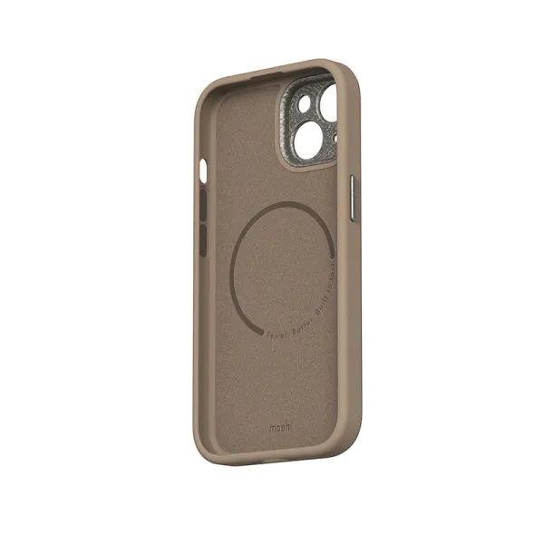 Moshi Napa MagSafe - Leather case for iPhone 15 (Woodsmoke Brown)