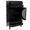 Шкаф Alexandra House Living Чёрный ротанг древесина ели Деревянный MDF 40 x 135 x 70 cm