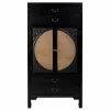 Kaappi Alexandra House Living Musta Rottinki Kuusi Puu MDF 40 x 135 x 70 cm