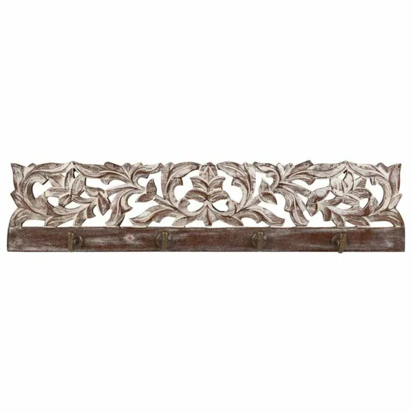 Wall mounted coat hanger Alexandra House Living Dark brown Iron Mango wood 5 x 12 x 50 cm
