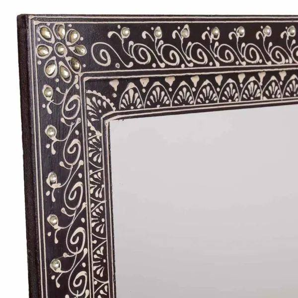 Sienas spogulis Alexandra House Living Balts Brūns 1 x 62 x 42 cm Taisnstūra