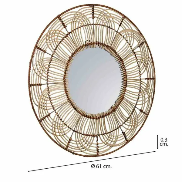 Seinäpeili Alexandra House Living Ruskea 3 x 61 x 61 cm Ympyrät