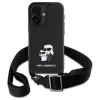 Karl Lagerfeld Saffiano Karl & Choupette Metal Pin CBDY Strap - Case for iPhone 16 (black)