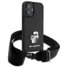 Karl Lagerfeld Saffiano Karl & Choupette Metal Pin CBDY Strap - Case for iPhone 16 (black)