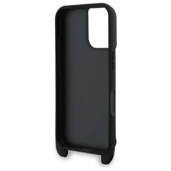 Karl Lagerfeld Saffiano Karl & Choupette Metal Pin CBDY Strap - Case for iPhone 16 (black)