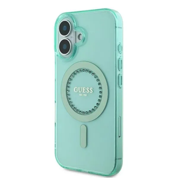 Guess IML Rhinestones MagSafe - Case for iPhone 16 Plus (Green)