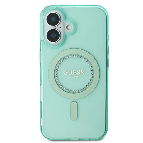 Guess IML Rhinestones MagSafe - Case for iPhone 16 Plus (Green)