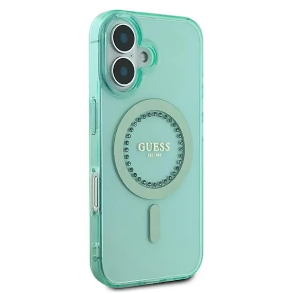 Guess IML Rhinestones MagSafe - Case for iPhone 16 Plus (Green)
