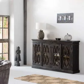 Bufete Alexandra House Living Melns Stikls Mango koks 40 x 100 x 170 cm