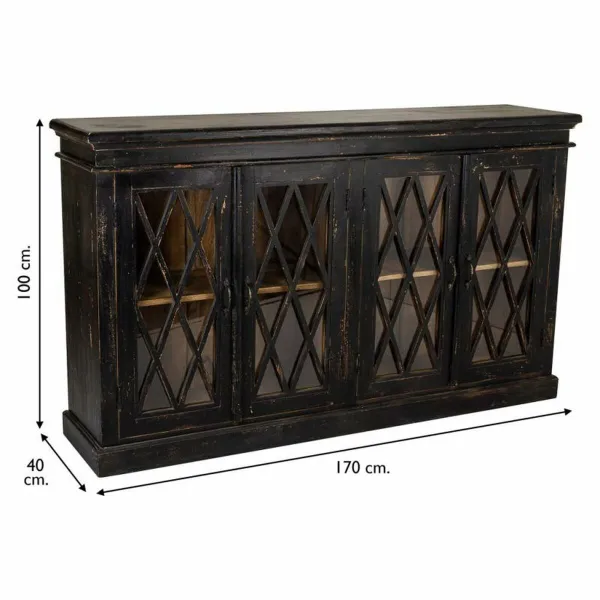 Bufete Alexandra House Living Melns Stikls Mango koks 40 x 100 x 170 cm