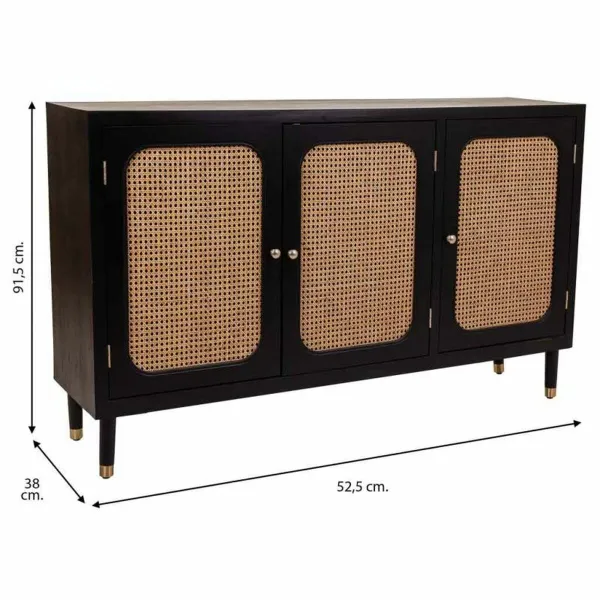 Sideboard Alexandra House Living Black Pine MDF Wood 38 x 91 x 152 cm
