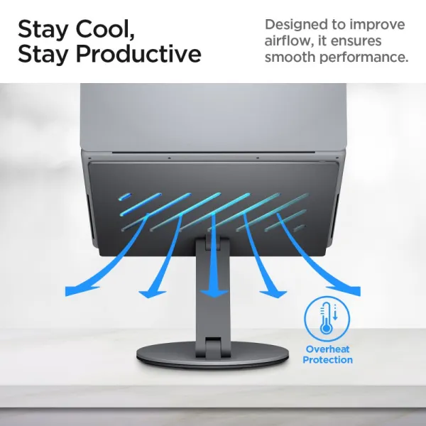 Spigen LD204H Laptop Stand Hub - Laptop Stand with 6-in-1 Hub (Space Grey)