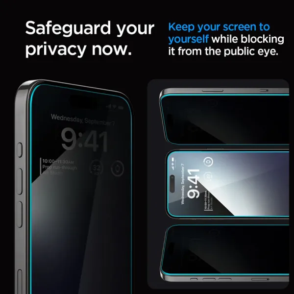 Spigen GLAS.TR EZ FIT Privacy - Tempered glass with privacy filter for iPhone 15 Plus / 16 Plus
